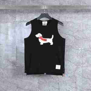 ⭐Thom Browne Dachshund Print Black Crew Neck Casual Tank Top